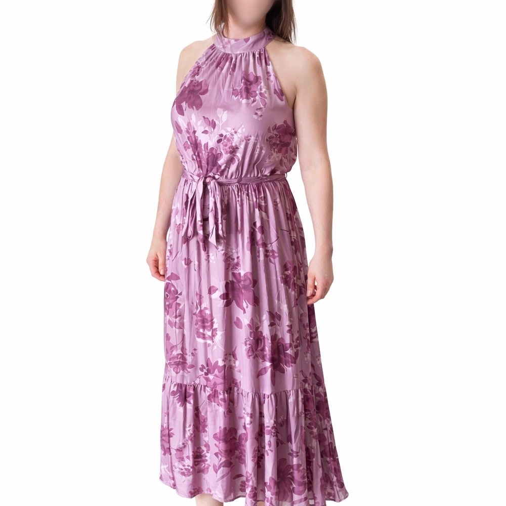 🔥2 For 39$🔥Suzy Shier Purple Satin Floral Maxi Dress